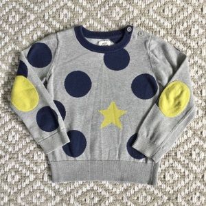Mini Boden Gray Polka Dot Elbow Patch Sweater